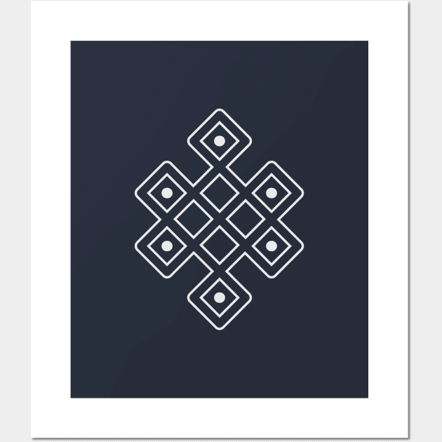 Tibetan Endless Knot - Silver Wall Art by footloosefabric